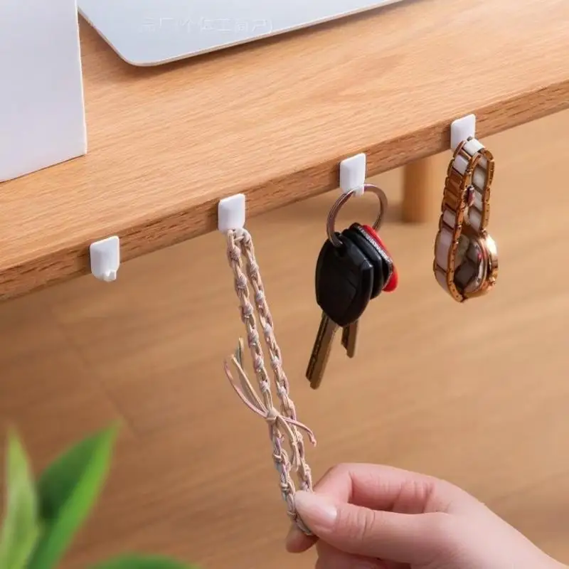 9Pcs Mini Matte Transparent Self Adhesive Wall Hooks No Drill Sticky Hangers for Home Decor Small Items Hanging Use
