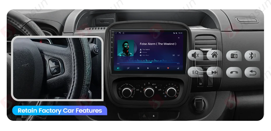 Junsun Autoradio für Renault Trafic 3 2014-2021 mit CarPlay, Android Auto, FM, RDS, DSP, BT, GPS-Navigation, SWC, HD IPS Touchscreen, Plug & Play Multimedia-Player, Freisprechfunktion, Original-Autostil-Haupteinheit – Detail 7