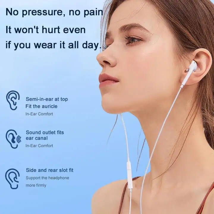 سماعات أذن سلكية ثلاثية الأبعاد من النوع C لهاتف Apple iPhone 17 16 15 Pro Max Plus 17 سماعات هوائية USB C للمكتب/الرياضة/الاستماع إلى الموسيقى