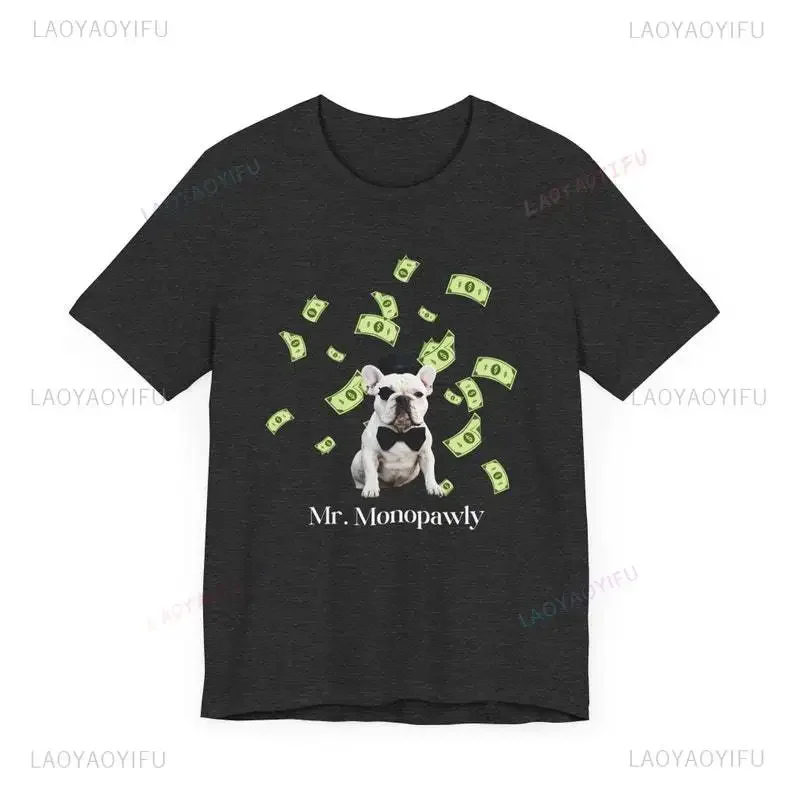 Mr. Monopawly-Camiseta con estampado de Bulldog Francés para mujer, camisa de dibujos animados para amantes de los perros, regalo de moda para hombre