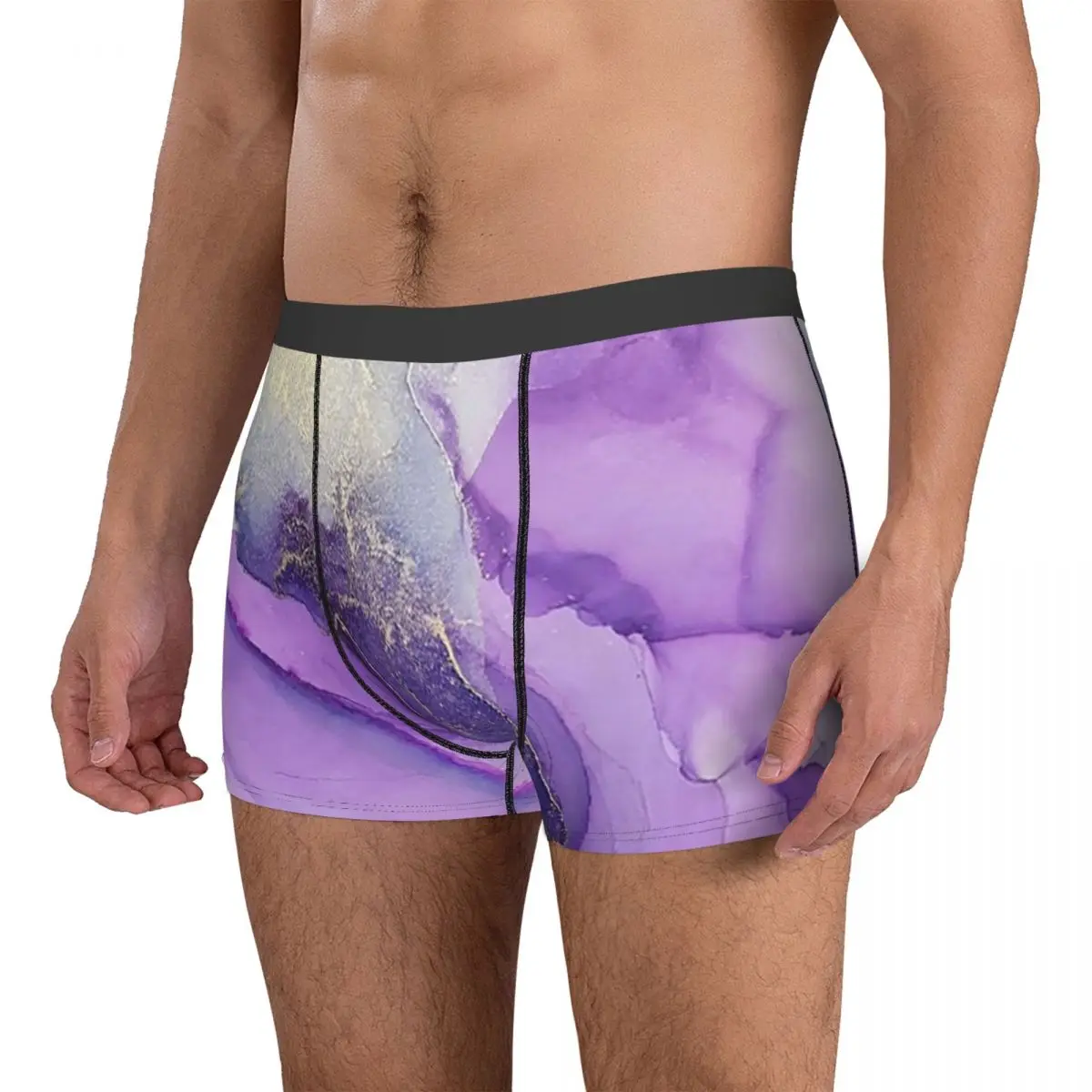 Cuecas boxer shorts originais regal roxo álcool tinta abstrata uma calcinha roupa interior masculina para homme homem namorado presentes