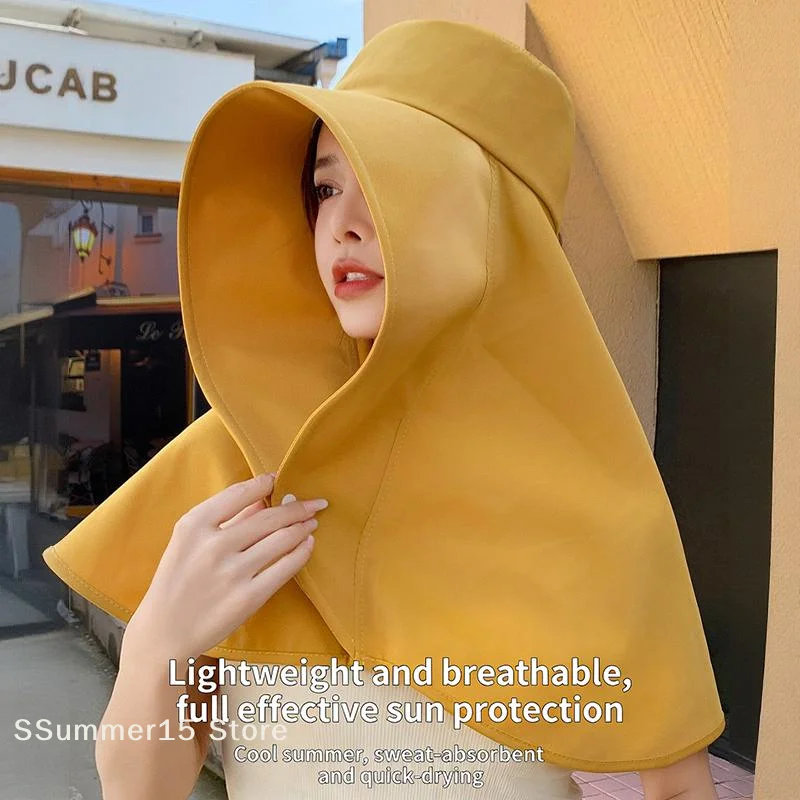 【R】Fashion Sun Protection Quick-Drying Sun Hat With Large Brim Shawl Fisherman Hat For Women
