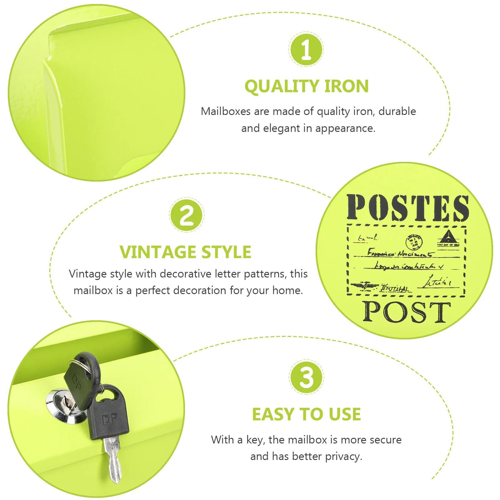 

Retro Iron Wall Mounted Letter Box Vintage Lockable Suggestion Box Home Mail Storage Wall Mount Mailbox Mailbox Covers Magnetic