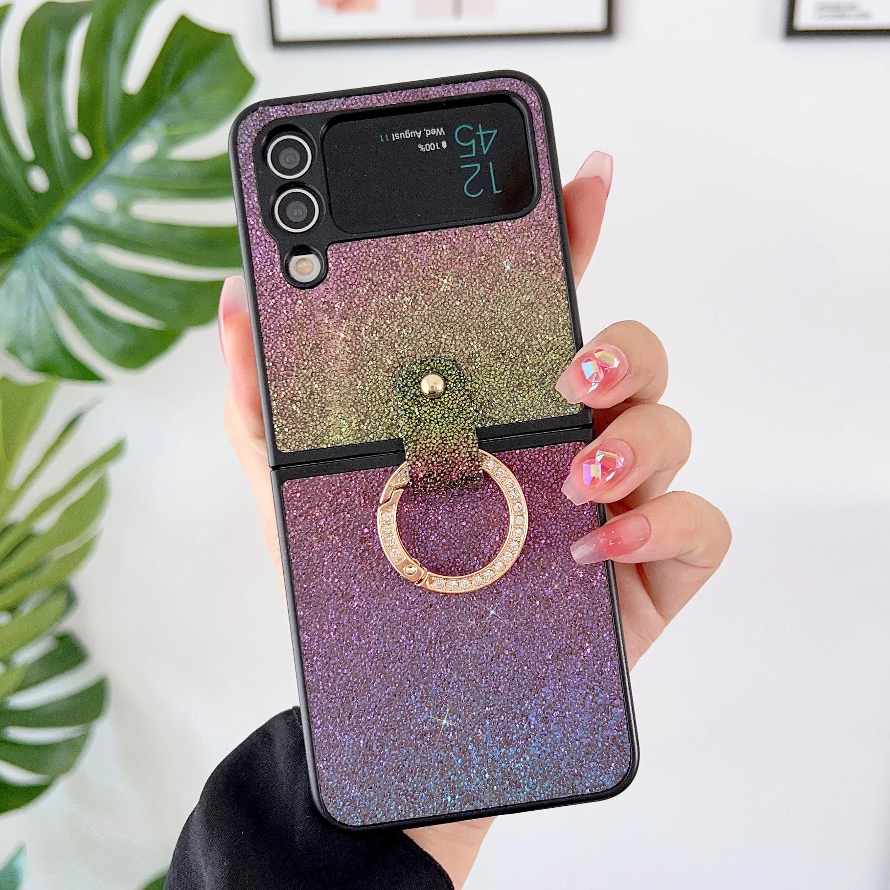 

Gradient Ring Phone Case for Samsung Galaxy Z Flip 7 6 5 4 Protective Back Cover for ZFlip5 ZFlip6 ZFlip7 Case Shell