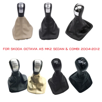 5/6 Speed Gear Shift Knob Handle With Leather Gaiter Boot Case For Skoda Octavia A5 MK2 Sedan & Combi 2004 -2012 Car Accessories
