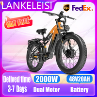 LANKELEISI Electric Bicycle 2000W Powerful Dual Motor 48V20AH Battery Hydraulic Brake E-bike 26 Inch Fat Tire Snow Electric Bike