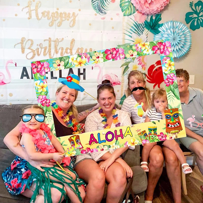 Hawaiian Party Photo Booth puntelli Aloha Paper Frame per l'estate Tropical Luau Beach Party Decoration forniture per il compleanno di nozze