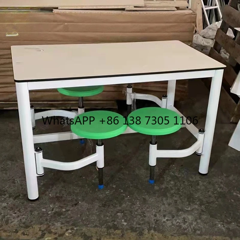 

Rotating dining tables and chairs, factory canteen milk tea dessert shop 4 people 8 people round stool tables and chairs