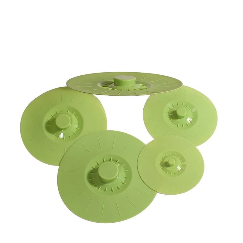 

5 Pieces Silicone Fresh-Keeping Lid Silicone Sealed Fresh-Keeping Cover Silicone Vacuum Cover