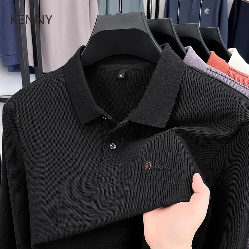 Lapel Embroidery T Shirt Men Long Sleeve Polo Spring and Autumn New in Tops Tees Designer Clothes Men's Cotton T-shirt Chic