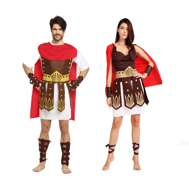 

Men Women Knight Cosplay Costume for Halloween Party or Carnival Ancient Greek Roman Spartan Warrior Cos Outfit One Size