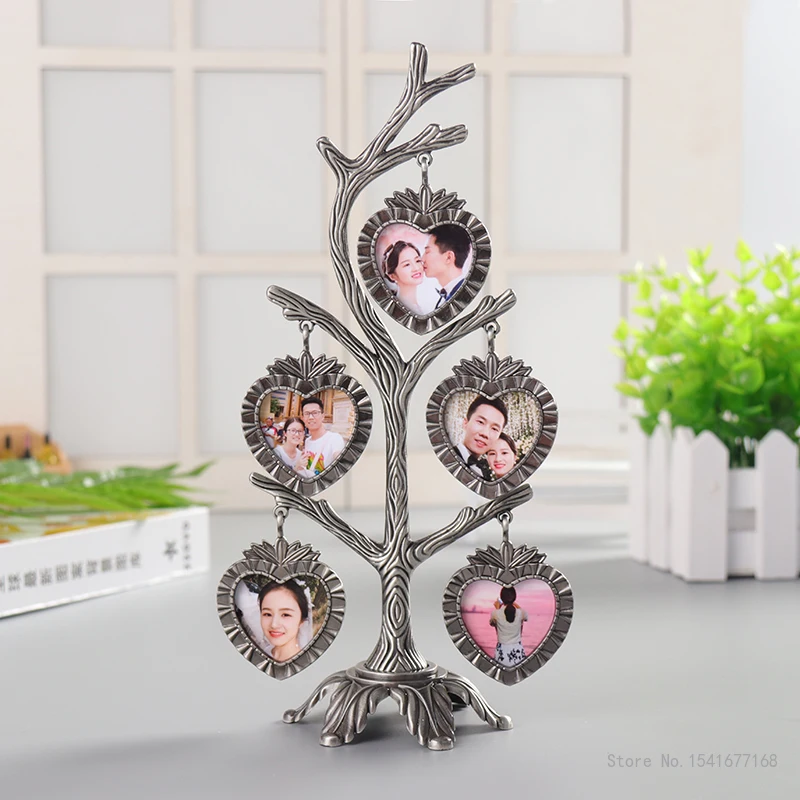 Tree-Shaped Photo Frame, Birthday Gift for Wife, Girlfriend, Wedding Souvenirs Decoration, 5 Pendant easel Combinations, 1Pc