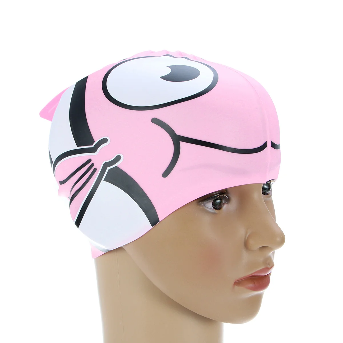 

Silicone Swim Cap Pink Fish Pattern Cartoon Design Lightweight Comfortable Flexible for Swimming for