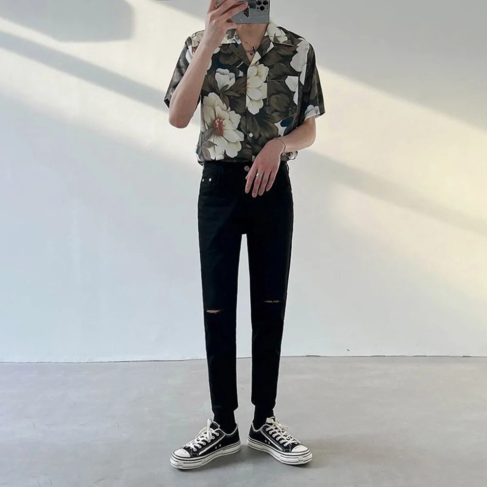 

Mens Shirt Printed Large Pocket Short Sleeved Shirt Summer Casual Versatile Korean Style Daily Top Men's Clothing Unisex 2024