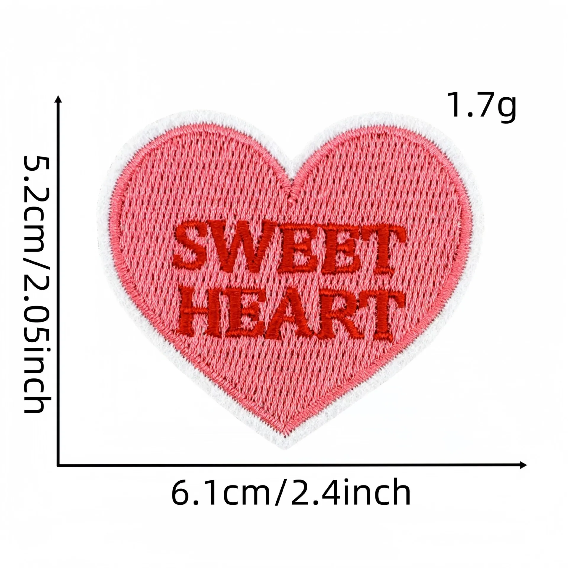 Love Valentine's Day Embroidery Decoration Iron On Patches for Clothing Accessories Hot Melt Adhesive Heart Shape Applique