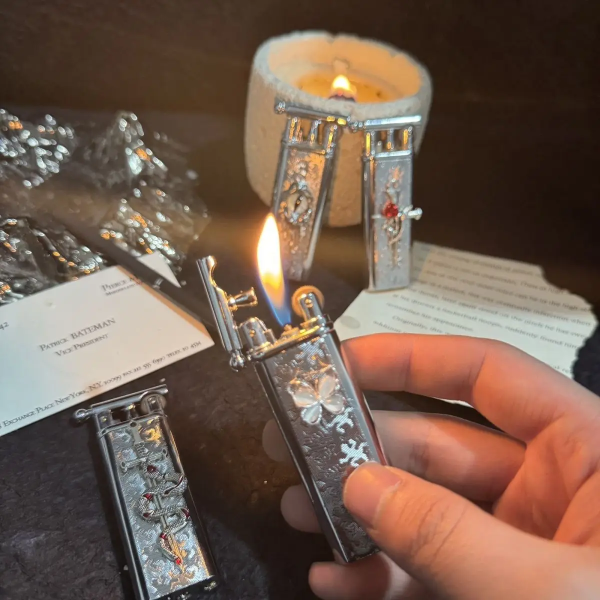 

2025 Pure Handmade Vintage Permanent Grinding Wheel Open Flame Lighter Retro Gift For Girls Fashionable Cigarette Accessories