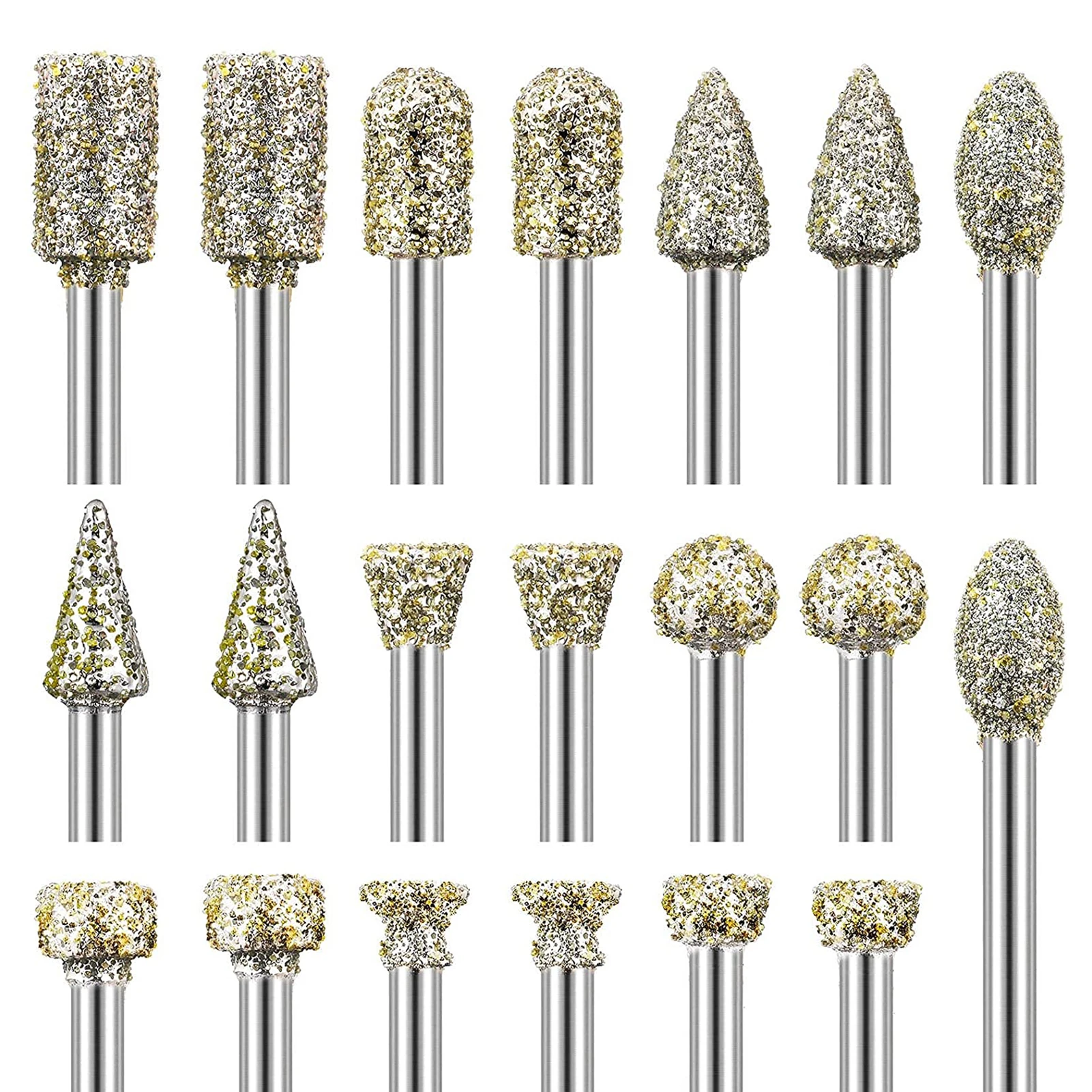 Burr Set  Grinding Burrs Drill Bits Set with 1/8 Inch 3mm Shank Stone Carving Accessories  Fitment for  Tools