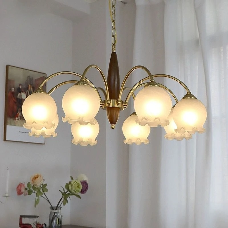 

Ancient cream wind chandelier flower Internet celebrity atmosphere glass living room atmosphere dining room light