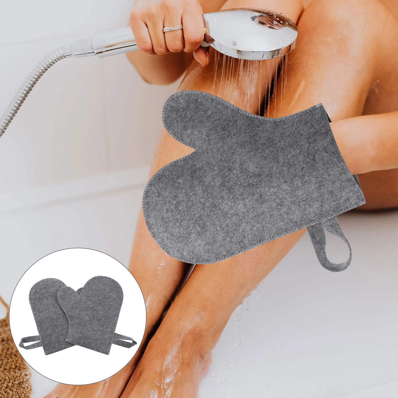 

2 шт. отшелушивающие перчатки для скруббера для тела, перчатки для сауны и ванны, термостойкие перчатки для удаления омертвевшей кожи, комплект фетра для скруббера для спины