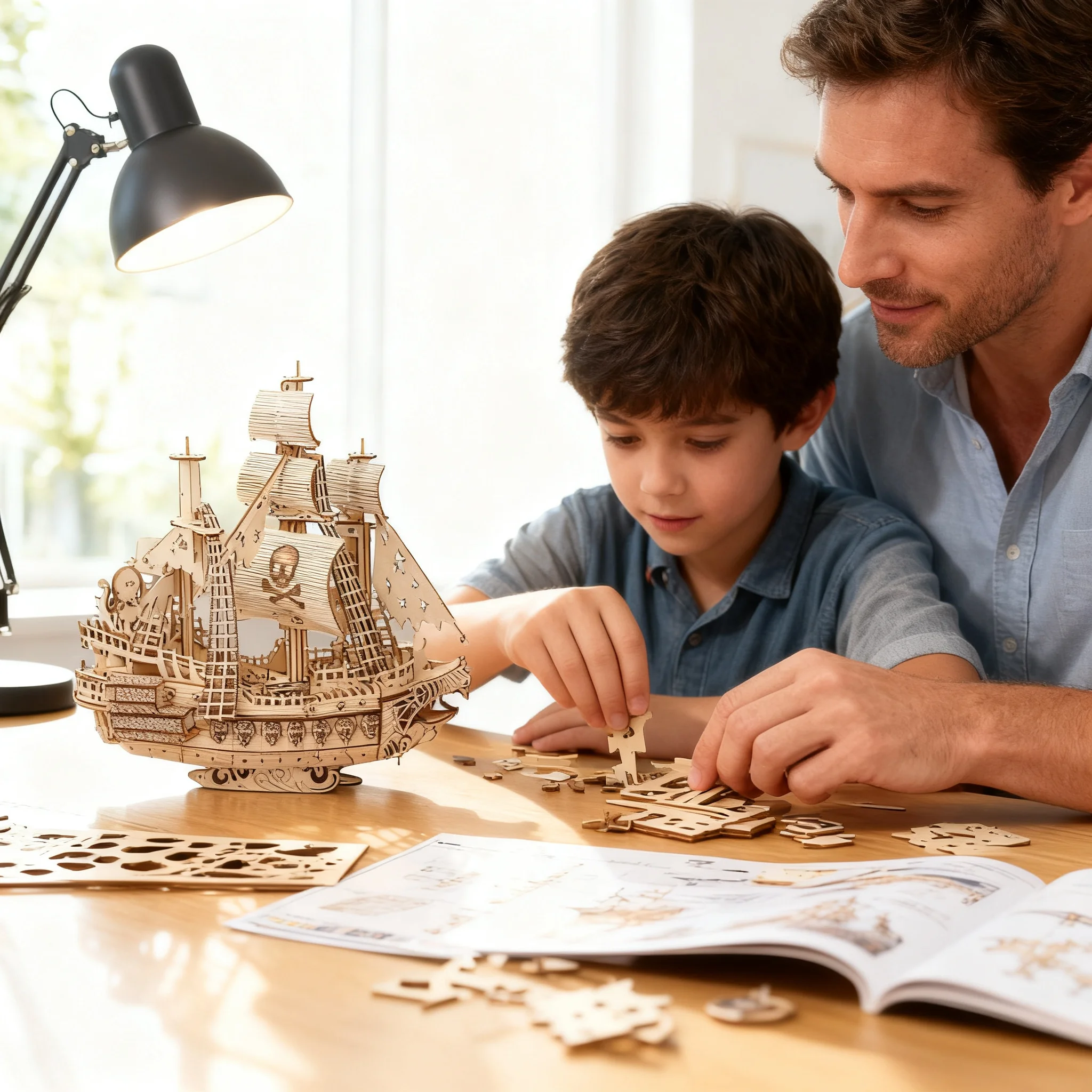 Holland Pirate Ship 3D Wooden Puzzle – Premium Realistic Model Building Kit, Educational Brain Teaser Toy for Kids and Adults