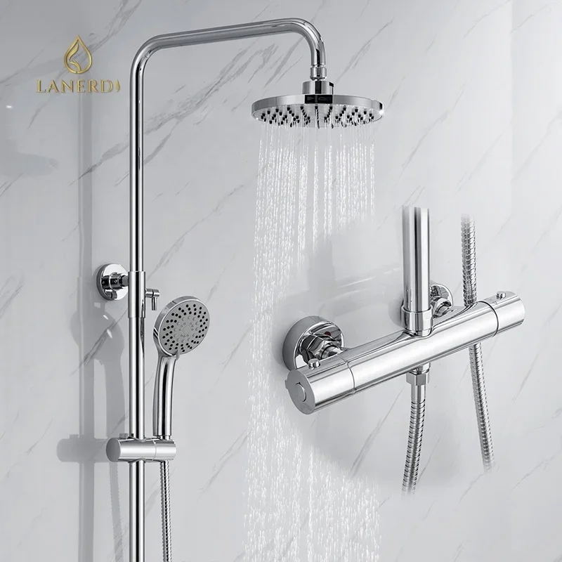 

UPC Rain Shower System Ducha Chrome Faucet Bathroom and Rainfall Douche Thermostatic Set Mixer Shower Faucet Bathroom