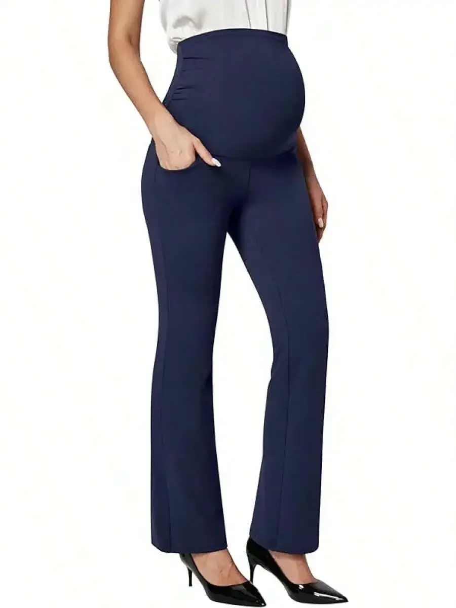 

Stretchy Maternity Work Pants With Pockets Over Belly Pregnancy Style