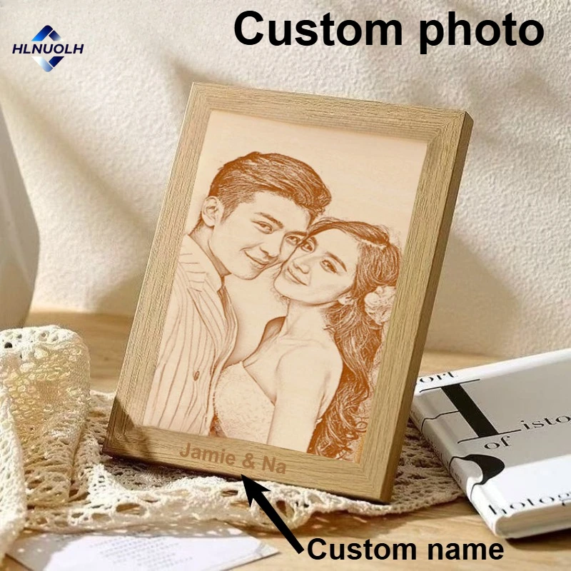 

Custom Personal Photo Wood Painting Tape Frame Custom Birthday Gift Art Photo Pet Wedding Photo Business Logo Wood Picture Decor