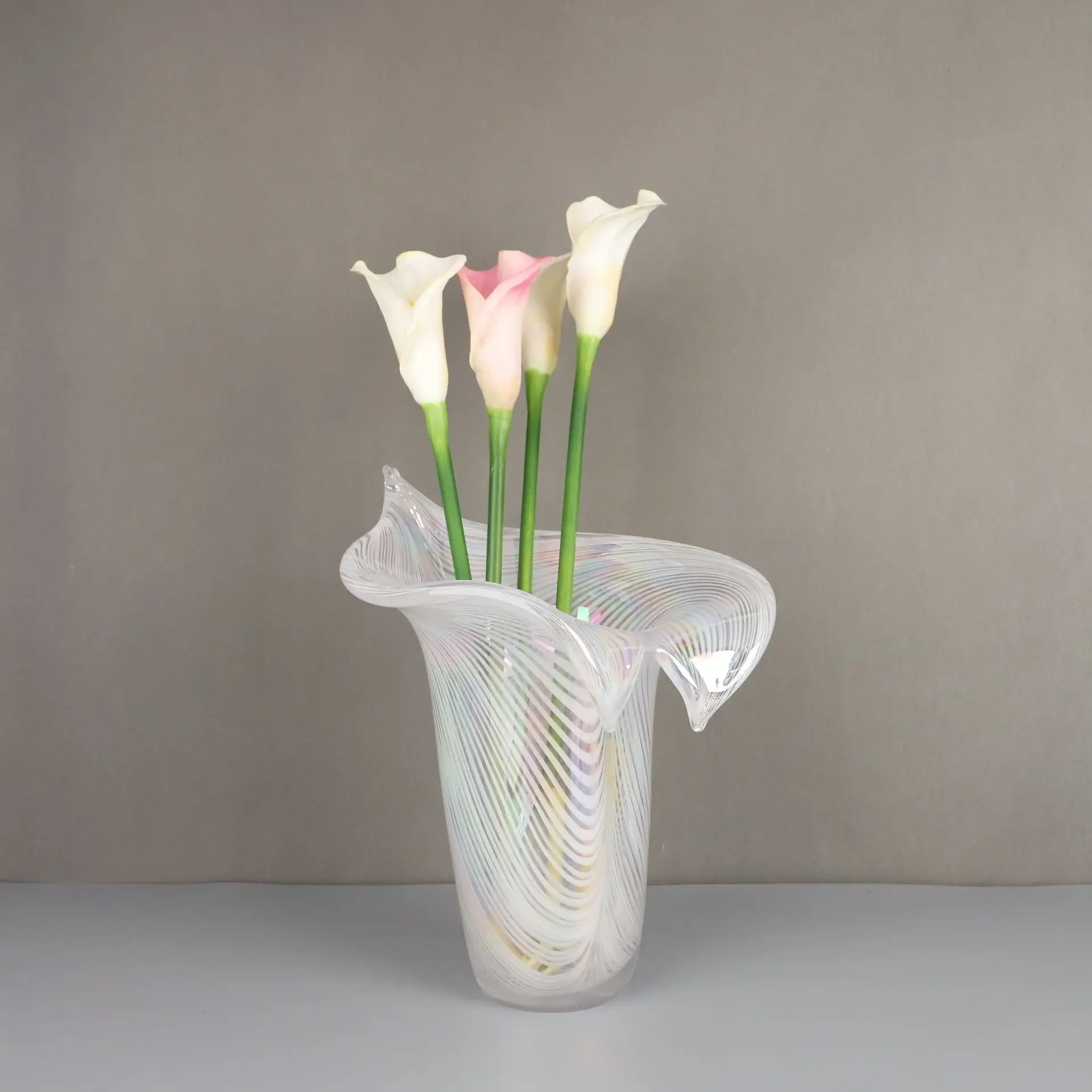 Modern simple light luxury crystal colorful flower ornament model room hotel home living room vase