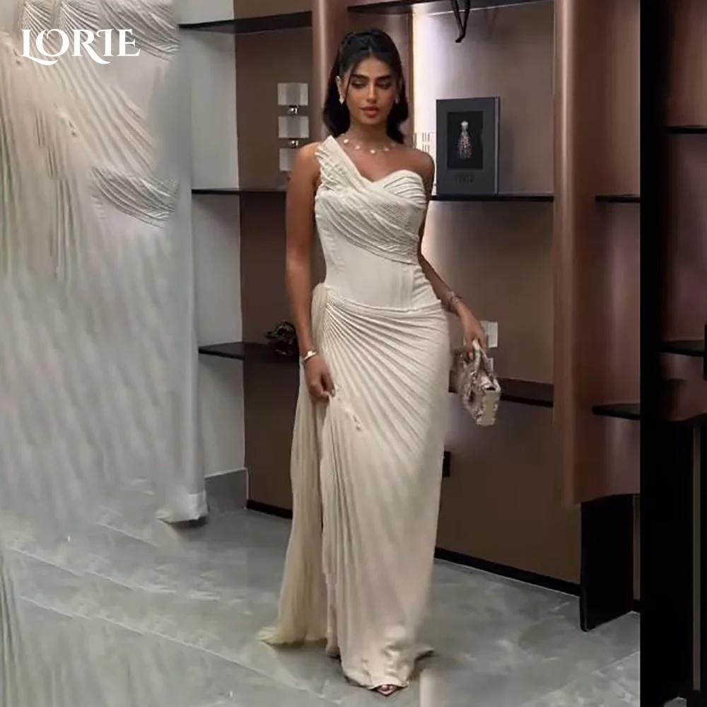 

LORIE One Shoulder Crepe Wedding Dress Sweetheart A-line Princess Pleats Bride Gown Illsion Customized Corset Bride Party Dress