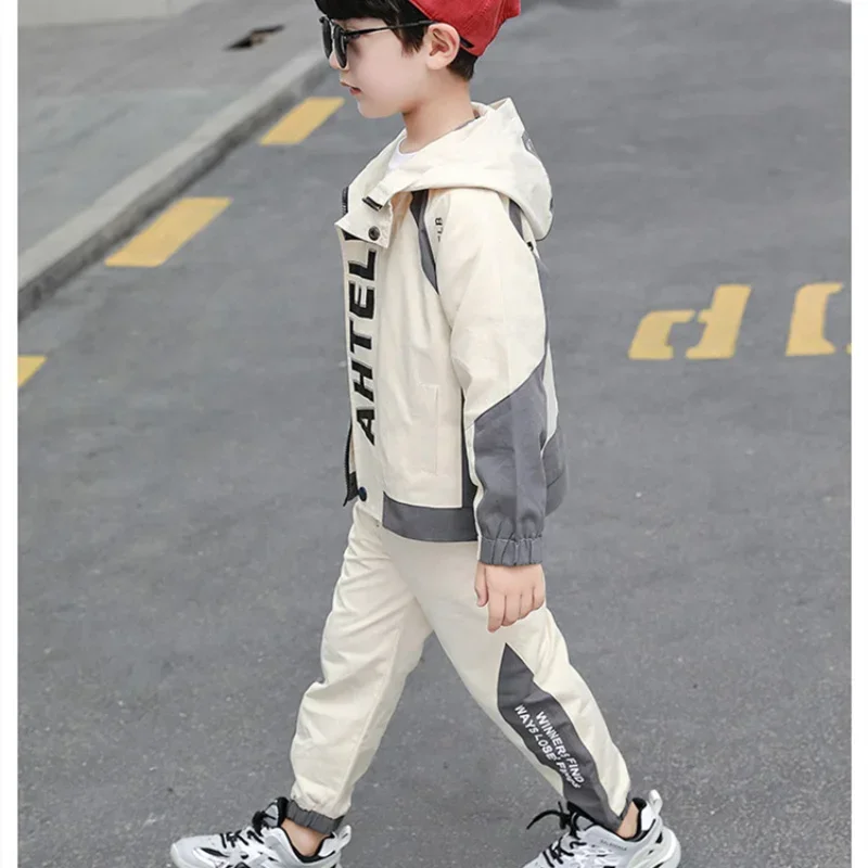 Fashion Spring Autumn Children's Clothes Baby Boys Coat + Pants 2pcs/Set Kids School Beach Costume Teenage Clothing High Quality