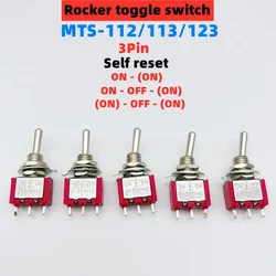 1/5pcs Red Mini 3pin 6pin 6mm 2/3 Position Self-resetting Toggle Switches ON-(ON)DPDT Mini Toggle Switches 6A/125V 3A/250V  MTS