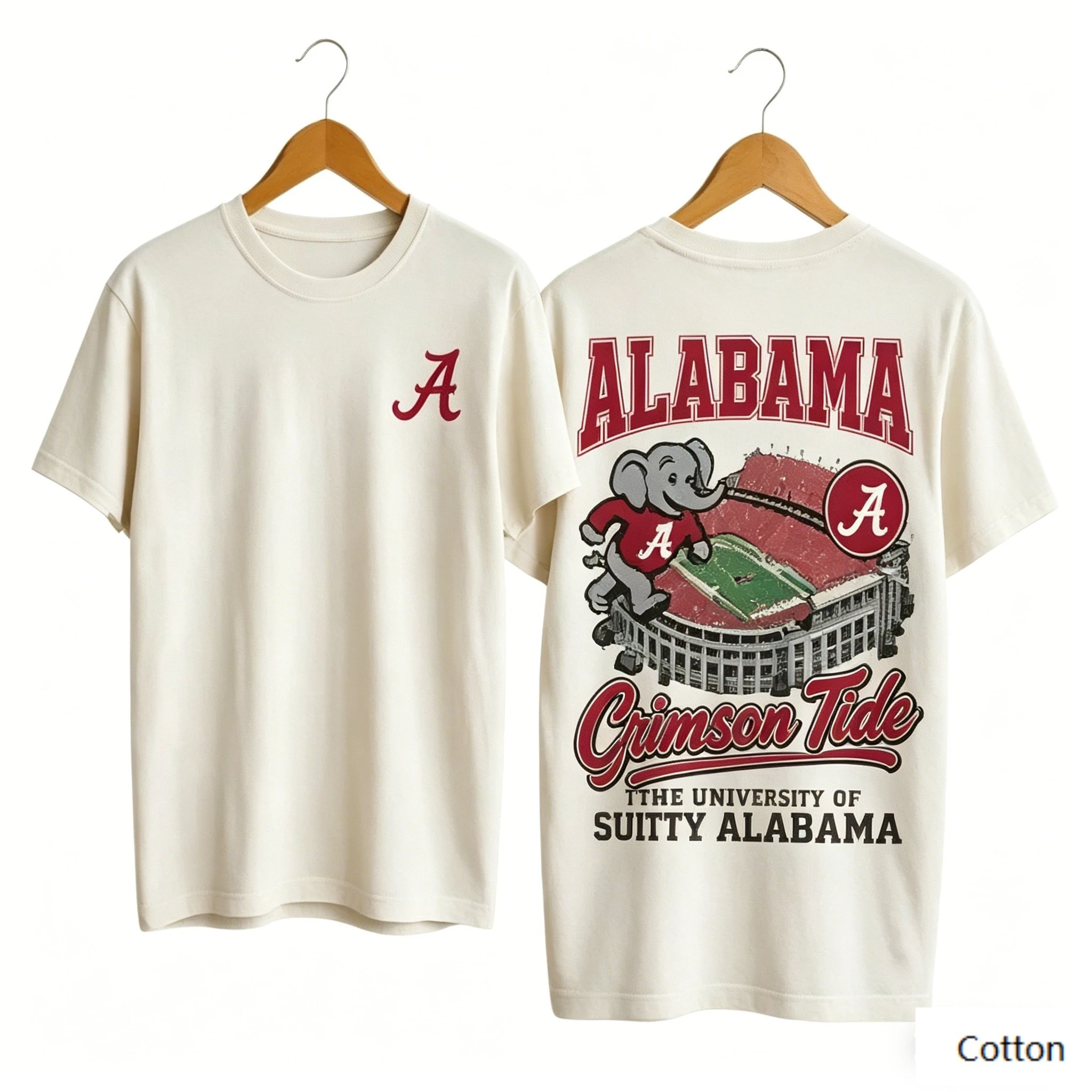 Camiseta de algodón con estampado de fútbol americano vintage de ALABAMA Crimson Tide, camiseta unisex con gráfico retro del estadio universitario