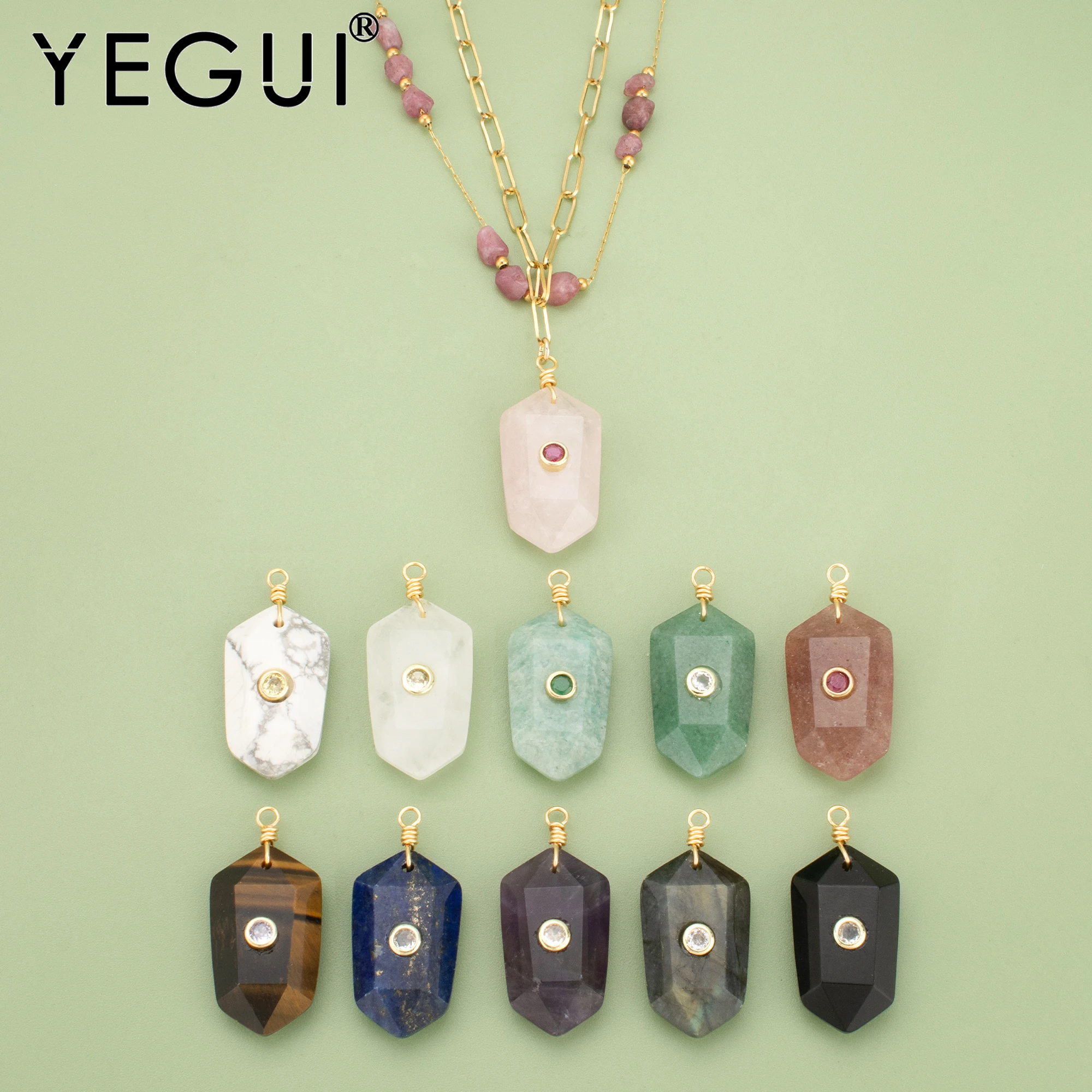 

YEGUI,1pcs/lot,MH57,jewelry accessories,18k gold plated,copper,natural stone,hand made,charms,diy pendants,jewelry making