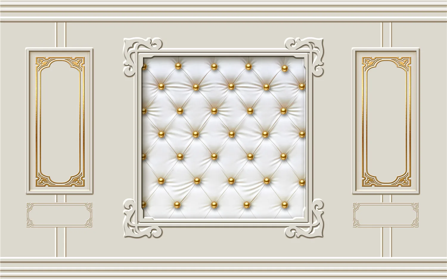 Custom White plaster line frame photo mural wallpaper for Living Room Entrance Backdrop wall decoration 3D Wall Papers
