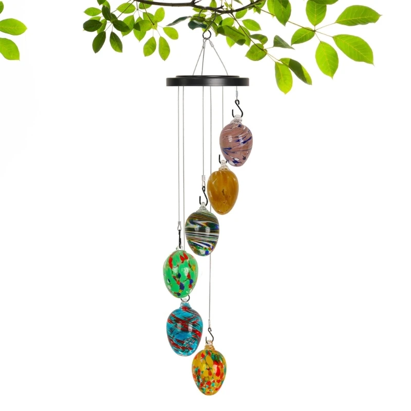 Colorful Handcrafted Glass Wind Chimes Outdoor Garden Hanging Decoration Bells