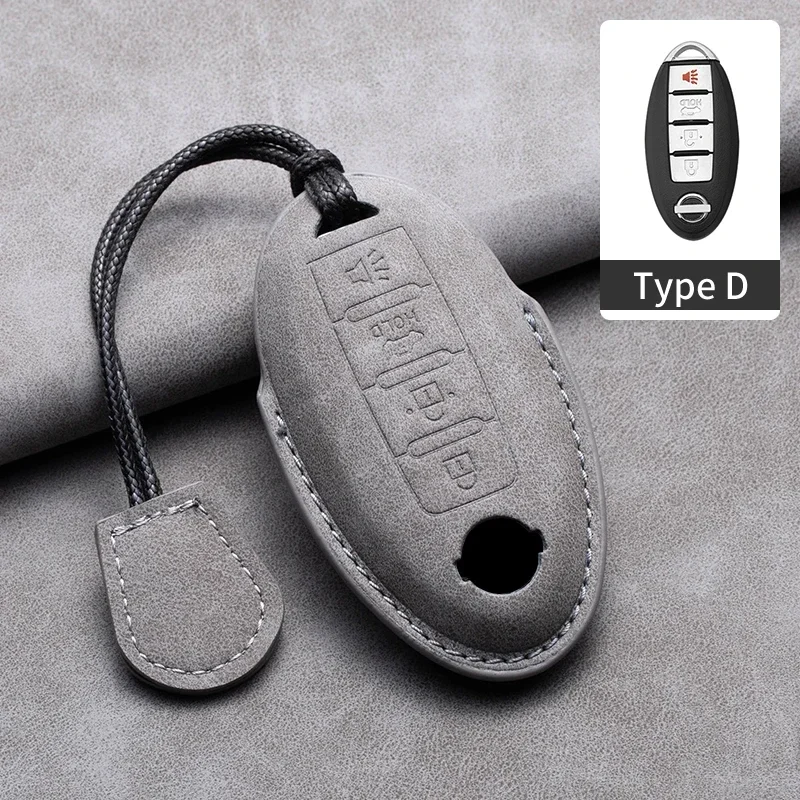 For Nissan Cube Juke Versa Note X-Trail Qashaqai Sunny Juke Altima TIIDA Murano Maxima Keychain Leather Car Key Case Cover Shell