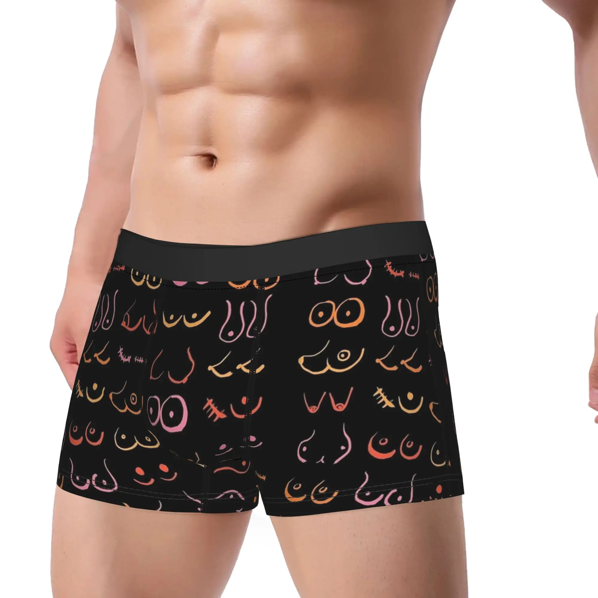 Neon Boobs Drawing Underwear  Print Boxer Shorts Hot Sale Men Underpants Comfortable Shorts Briefs Gift