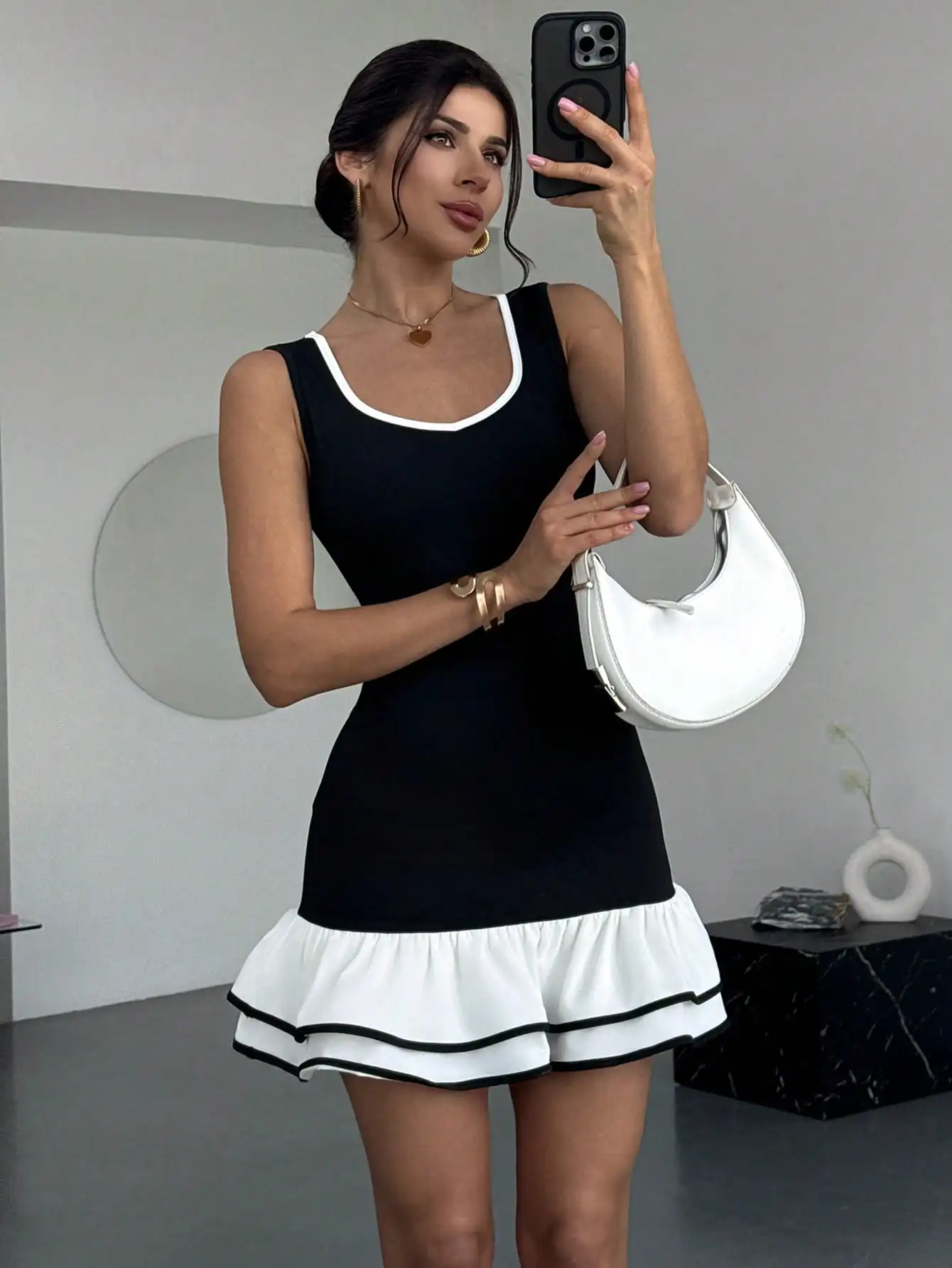 Women's Black White…