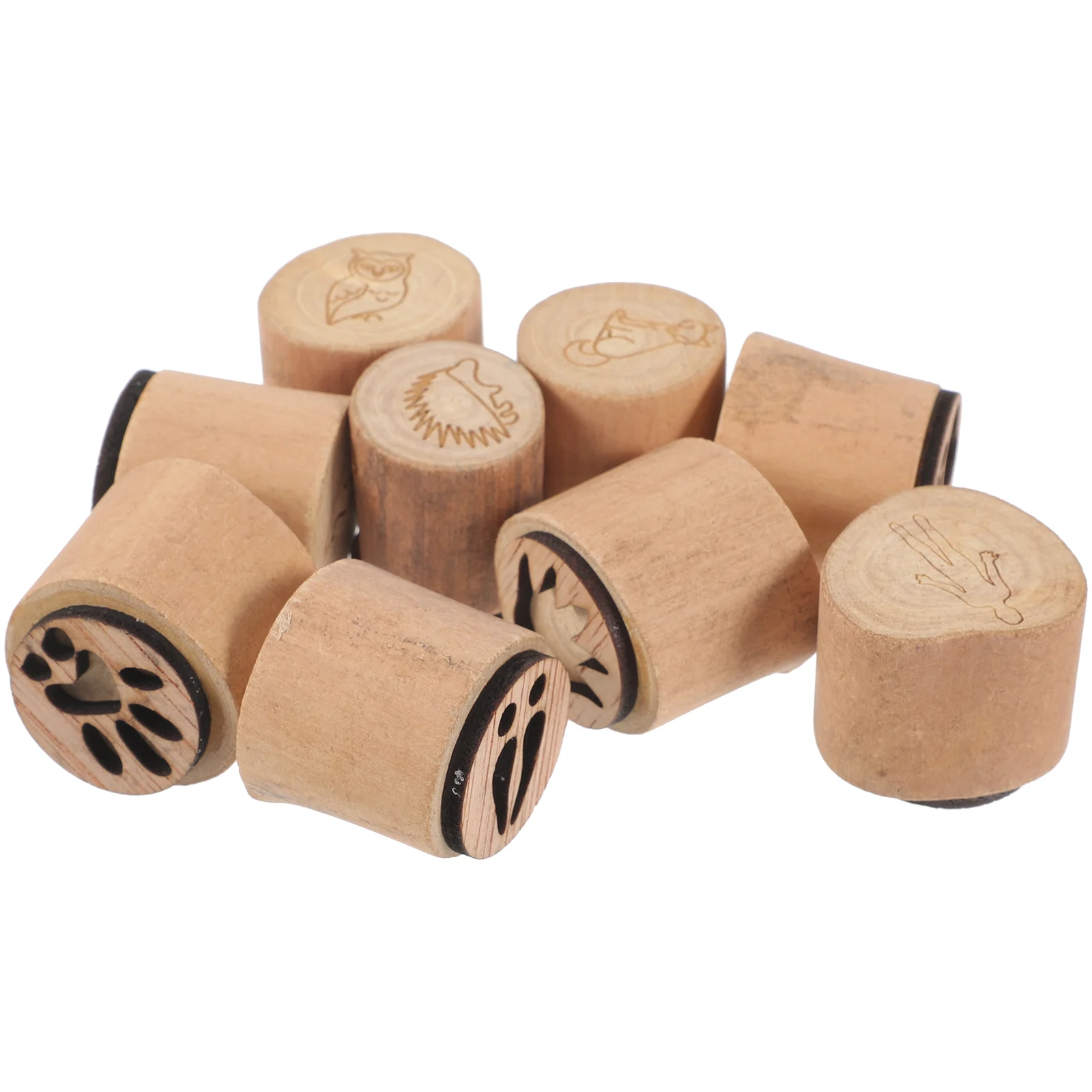 

Animal Footprint Stamp Toy Stamps Retro Wood Craft Decorate Detailed Outdoor for Safe DIY