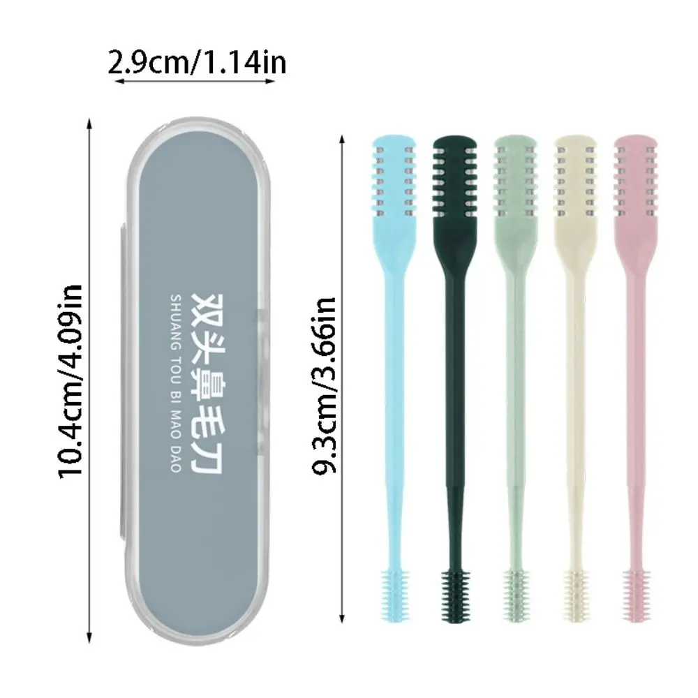 5Pcs Double Head Nose Hair Trimmer Washable 360° Rotating Hair Removal Tool Mini Stainless Steel Manual Nose Hair Cutter