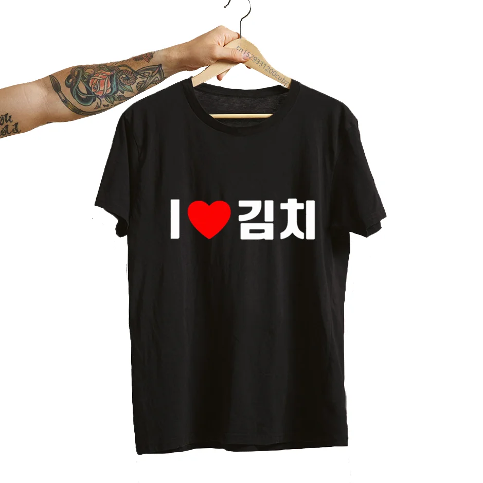 Korean Food T Shirt Women I Love Kimchi Hangul Woman Tshirt Funny Print Short Sleeve Tee Shirt Streetwear Kawaii Clothes