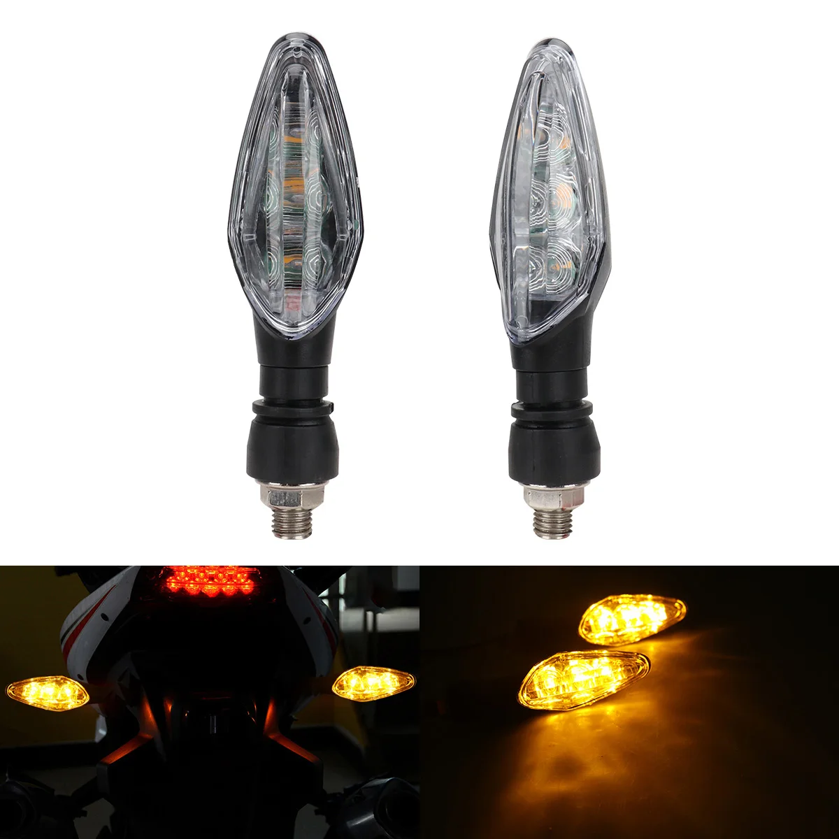 2PCS Motorcycle LED Turn Signal Light Amber Flasher Indicator Waterproof Warning Blinker Rear Tail Lights for Motorbike Scooter