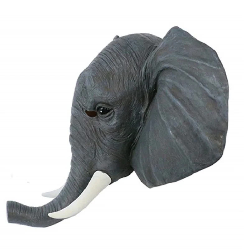 Halloween Party Zoo Decoration Head Cover Animal African Elephant Mask Latex Head Cover