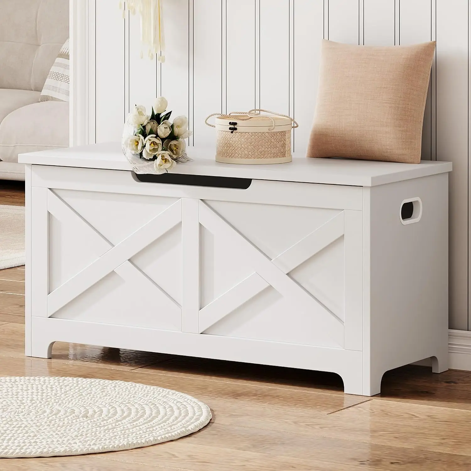 TWISTER.CK TWISTER.CK 39.4" Storage Chest & Bench with Safety Hinge, Multipurpose Storage Bench for Bedroom, Living Room & Entryway - Aliexpress Deal