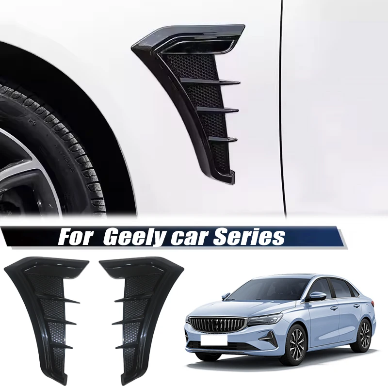 2pcs Carbon Fiber Car Hood Air Flow Vent Stickers For Geely Coolray Atlas Emgrand Okavango Tugella Azkarra Boyue
