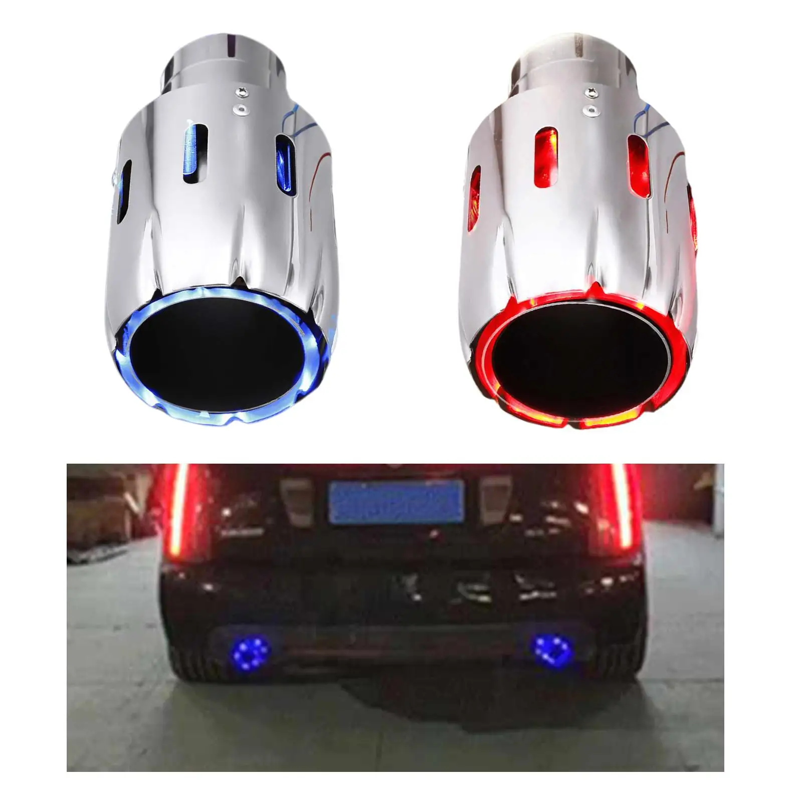 Blue/Red Light Clip Type StainleSteel Exhaust with Retrofitted tail with lamp