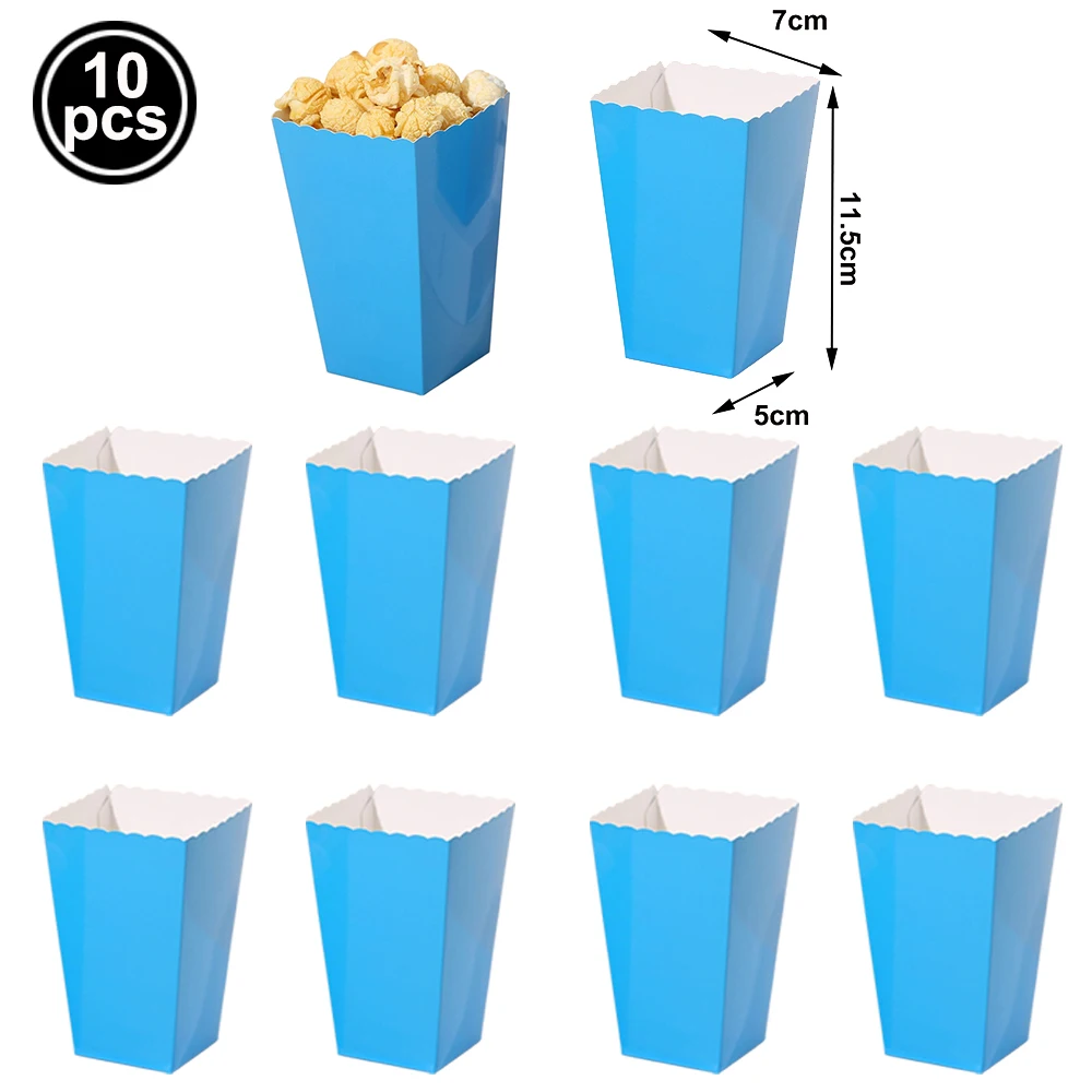 10Pcs Einfarbig Popcorn Boxen Einweg Papier Tasse Papier Lebensmittel Tabletts Geschenk Taschen Mit Griffen Hochzeit Party Baby Dusche liefert – Detail 3