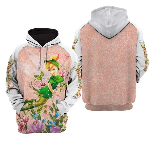 Disney Children's Hoodie Tinker Bell Boys and Girls Hoodie 3D Print Pullover Autumn Oversized Men's Hoodie MINISO Men's Clothing