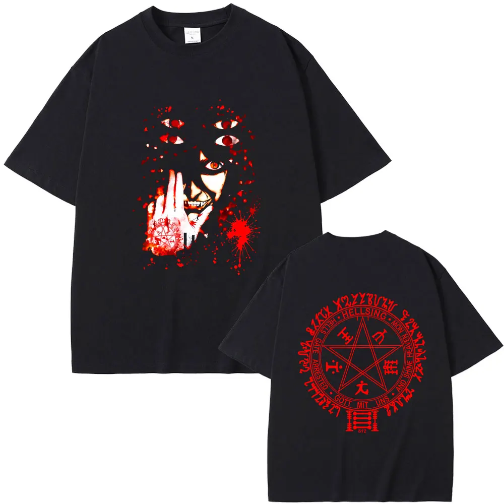 

Anime Hellsing Abraham Van Helsing Vampire Alucard Face Graphic T-shirt Men Women Manga Oversized Tshirt Male Fashion Streetwear