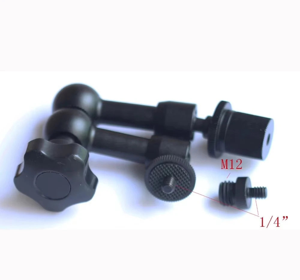 ذراع سحري مفصل 7 بوصة مع وحدة محول ذكر M12 مقاس 1/4 بوصة لجهاز DSLR للسكك الحديدية مقاس 15 مم، محول 1/4-20 إلى m12 لحامل ثلاثي القوائم للكاميرا